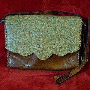 Patricia Nash Tan Floral Leather Crossbody Bag